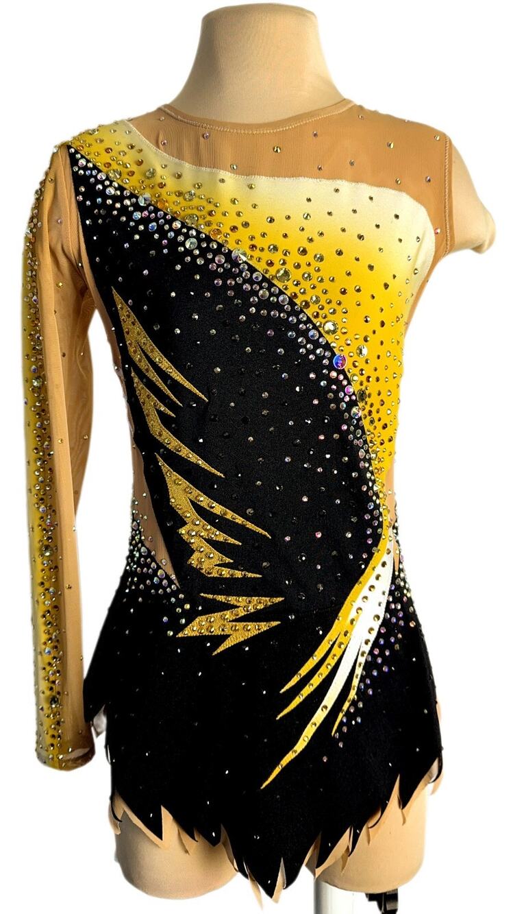 Custom Rhythmic Gymnastics Leotard Handmade Crystal Decor Gym Dress